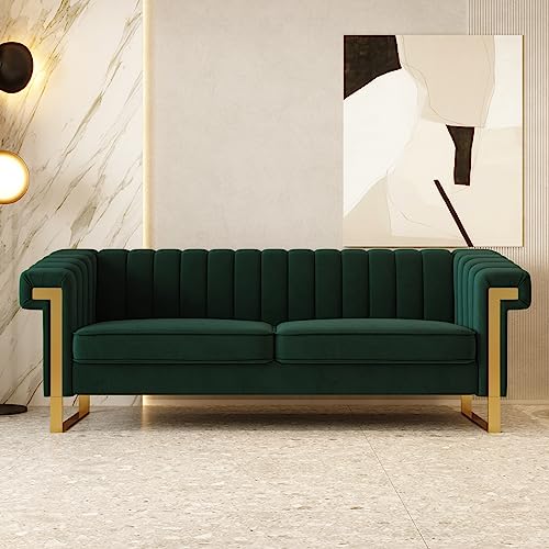 yunqishi Mid-Century Modern Green Velvet Sofa with...