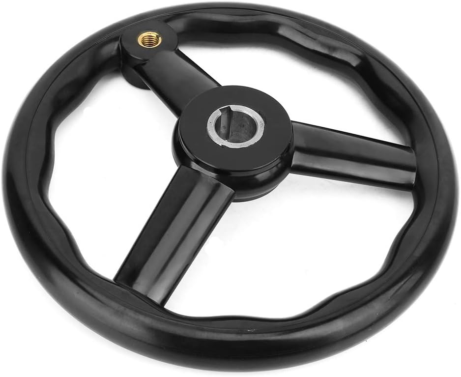 250 × 25mm Hand Wheel, Black Anti Slip Bakelite 3 Spoked Lathe Handwheel with Handle, Bakelite Lathe Handwheel for Machine Tool