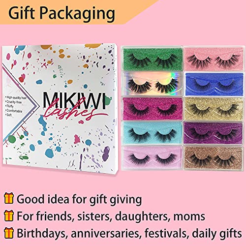 False Eyelashes Mikiwi 10 Pack Lahes, 12-20Mm Wholesale 5D Fake Mink Lashes, Fuffy Natural Volume Eye Lashes, Individual Package Faux Mink Eyelashes #TOP5