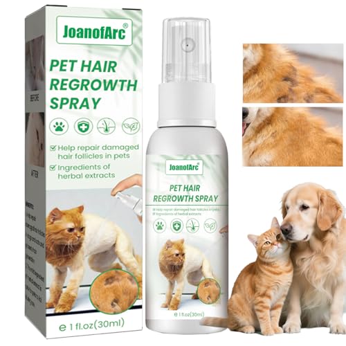 Pet Fur Care Sprays, Pet Hair Regrowth Sprays, Repair Damaged Fur on Pets for Cats Dog Skin and Coat, Reduces Shedding - 1.01 fl. oz