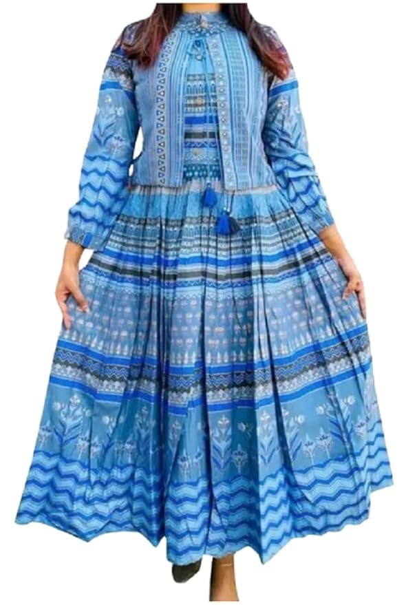 ADNOCK Rayon Liquid Zari Gown with Huge Flair with deatachable Jacket. Gown with Side Zipper..