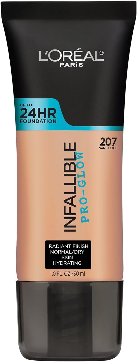 Makeup Infallible Up to 24HR Pro-Glow Foundation, Sand Beige, 1 fl oz.