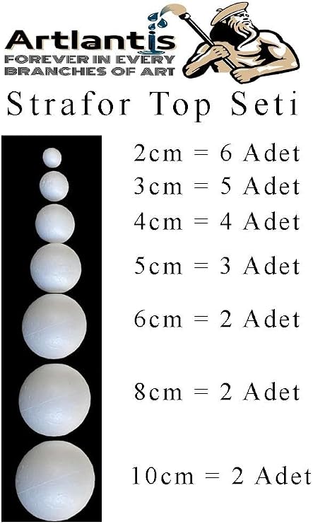 Strofor Köpük Top 2cm 3cm 4cm 5cm 6cm 8cm 10cm 24 Adet Yuvarlak Strafor Top Küre Okul Deney Köpük Toplar