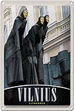 FEMER Blechschild Reise 20x30cm Vilnius Litauen Skulptur Europa Urlaub
