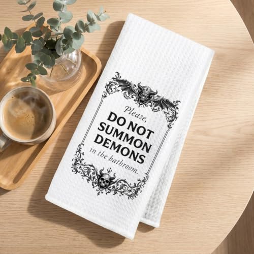 Image of Halloween Hand Towels for Bathroom, Humor Waffle Absorbent Hand Towel | Funny Waffle Weave Dish Towels, Humor Hand Towels for Home Bathroom Decor, Housewarming Gifts 14x24 Inch