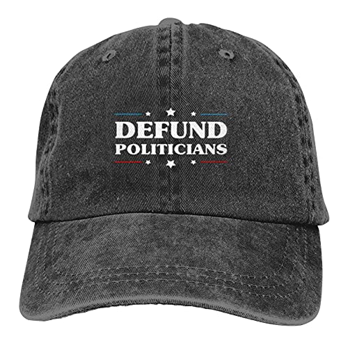 Defund Politicians - Libertarian Political Cap Adult Adjustable Mountaineering Classic Washed Casquette Denim Cap Hat for Outdoor