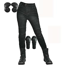 Motocross Ricing Jeans Women's Motorcycle Pants Removable CE Armor (Knee, Hips) Motorcycle Jeans(X-Large)