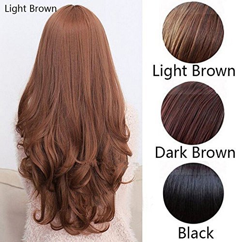 MONOTELE Women's Fashion Premium Quality Full Length Long Straight Wavy Hair Anime Cosplay/Party Wigs (style 3 light brown)