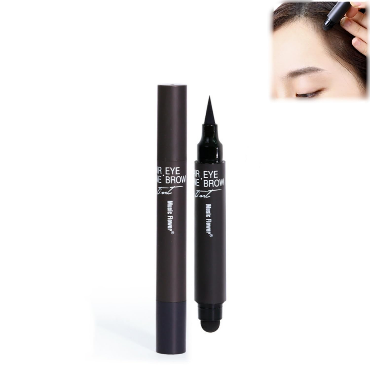 Consulbefor Instant Roots Cover Up Stick, Instant Root Cover Up Stick, Hairline Shadow Powder Stick, Root Cover Up Stick, 3 In 1 Eyebrow & Sponge Pen, Waterproof Long Lasting For Women Men(Black)