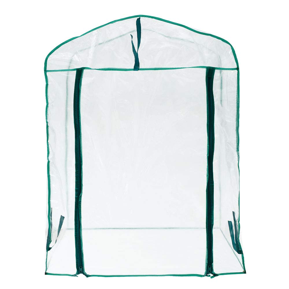 2 Tier Mini Greenhouse Cover Replacement Only, Reinforced Clear Cover Heavy Duty Waterproof PE/PVC Garden Plant Cover Double Curtain Zipper for Outdoor Plants Flower House (Cover only, No Frame)
