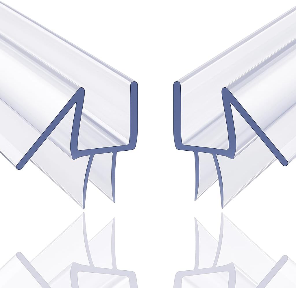 2-Pack Star-Line 36" Frameless Shower Door Bottom Seal – Fits 3/8” Glass – Clear PVC Strip for Water Barrier & Splash Protection