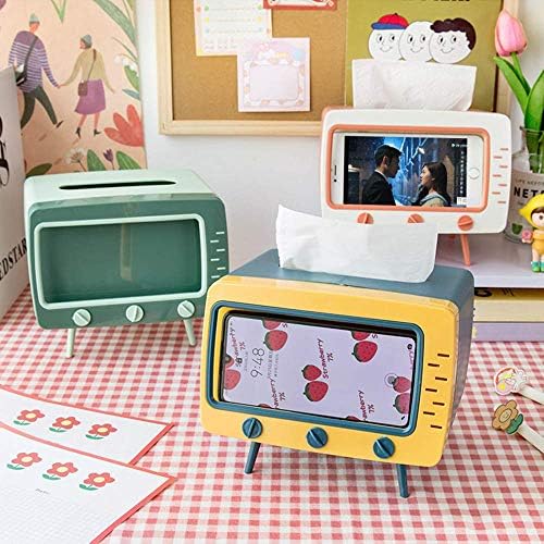 Tissue case, tissue box, cute, vintage, TV shaped remote control rack, phone stand, phone holder,tissue cover, living room, bedroom, room office, phone stand storage case
