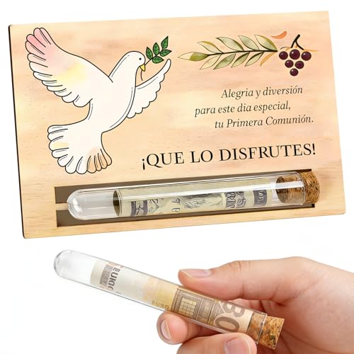 Fantasyon Presentes comunhão menina criança, cartão de madeira para oferecer dinheiro forma, presentes comunhão originais, presente primeira comunhão 7, 8, 9, 10, 11, 12 anos (comunhão)