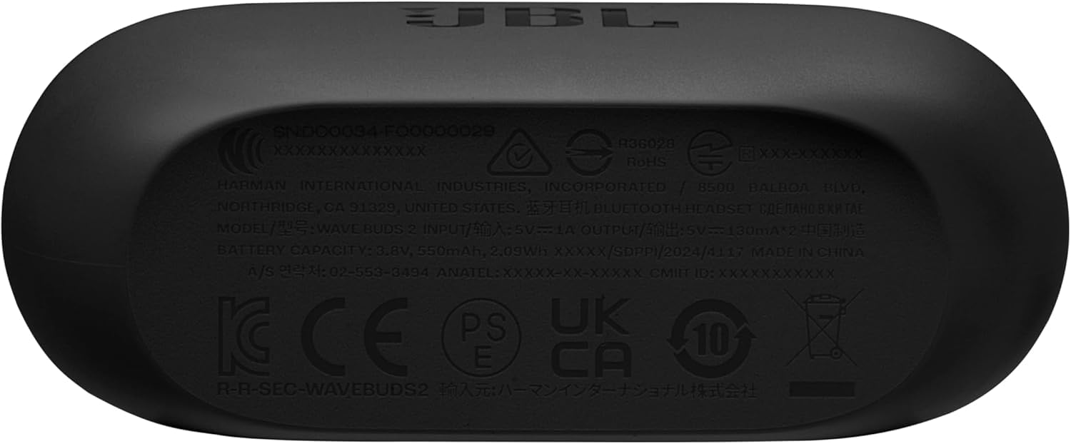 JBL WAVE BUDS 2 - Auricolari completamente wireless, Bluetooth, cancellazione attiva del rumore, multipunto, impermeabilità IP54, antipolvere, compatibili con app, USB tipo C/nero, JBLWBUDS2BLK