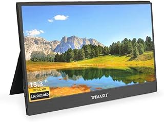 WIMAXIT 13.3 Inch Portable Monitor, 100% sRGB High Color Gamut Eye-care 1920×1080P FHD Type-C Screen with Dual Mini HDMI, Built-in Speaker for Laptops, Smartphones, PS4, Smartphone