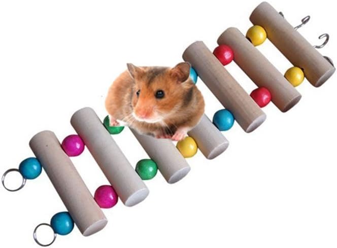 Wooden Hamster Ladder Swing Chewing Shelf Perch Toy for Pet Syrian Hamster Gerbil Rat Small Animal Toy Cage Toy