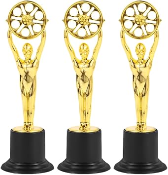 NUOBESTY 3pcs Plastic Trophy Awards Winner Statue 6in