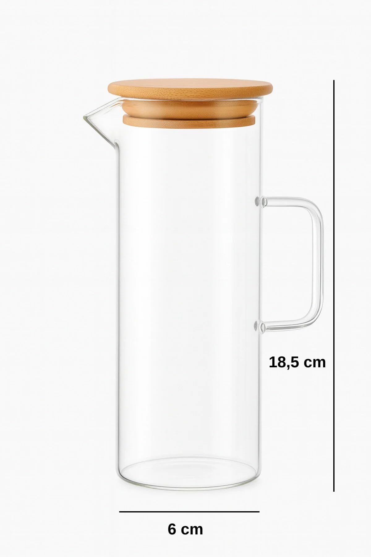 ARVALE Lavino 3 Parça 400 ml Borosilikat Yağlık - Bambu Altlık ve 2 Adet Bambu Kapaklı Cam Yağdanlık