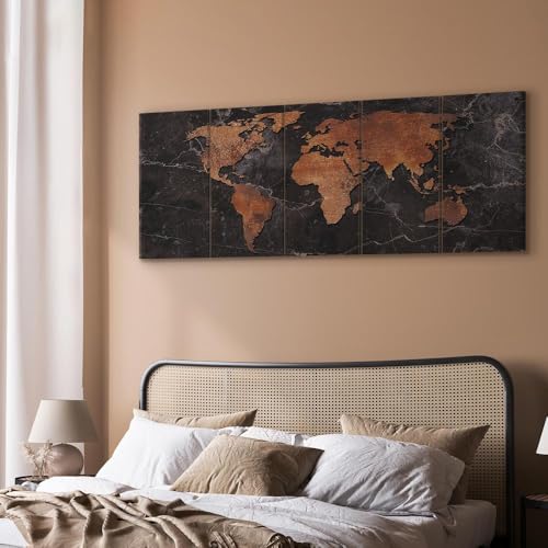 Tableau carte du monde colorée 200x80 impression sur toile murando