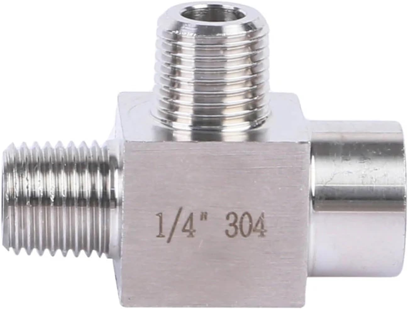 M14 M16 M20 3/8" 1/2" BSPP Female Thread Stainless Steel Tee Type 3 Way High Pressure Pipe Fitting Connector(Female-Male-Female,BSP1I2)