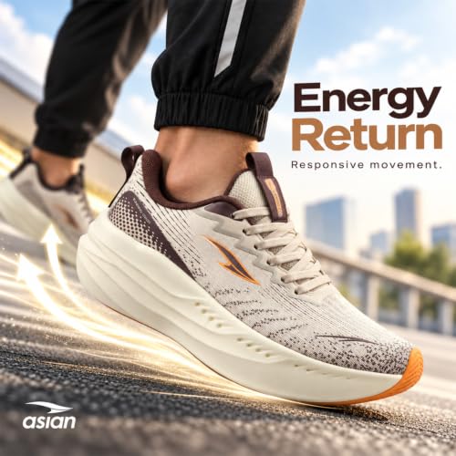 Image of ASIAN Aerofoam-01 Men's Running Shoes with Breathable Mesh Upper | Energy Return Sole, Lace-Up Fit & Lightweight Comfort