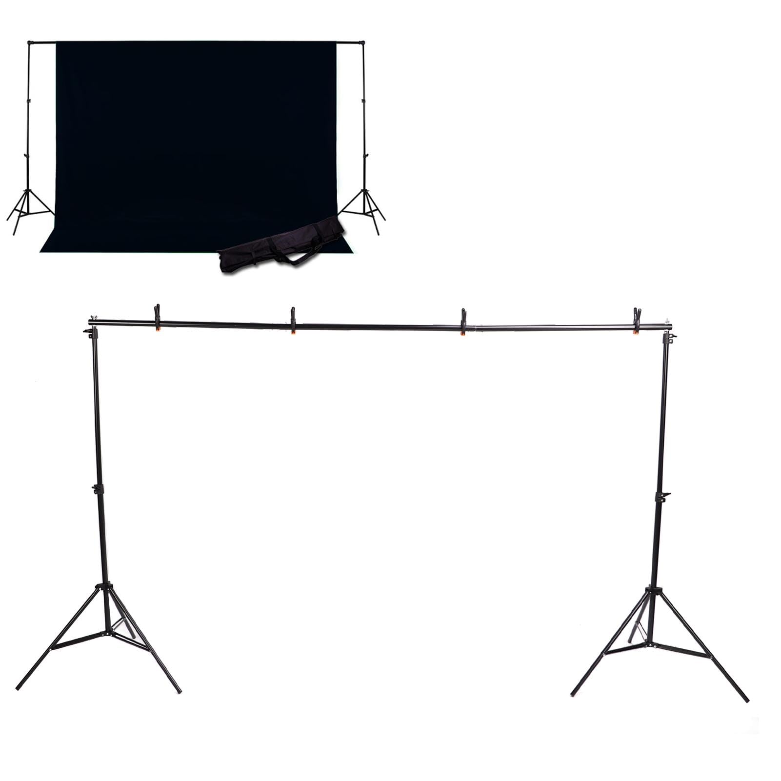 Chrees Kit de Soporte para Telón de Fondo Fotográfico, de Soporte de Fondo Ajustable de Aleación de Aluminio con Abrazaderas de Resorte, para Fotografía de Estudio de Retratos,