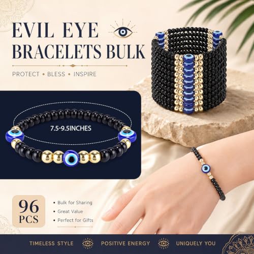 Image of Jexine 96 Evil Eye Bracelets Bulk Virgin Mary San Judas Mexican Bracelet Luck Braided Rope Beads Anklets Gift for Women Men