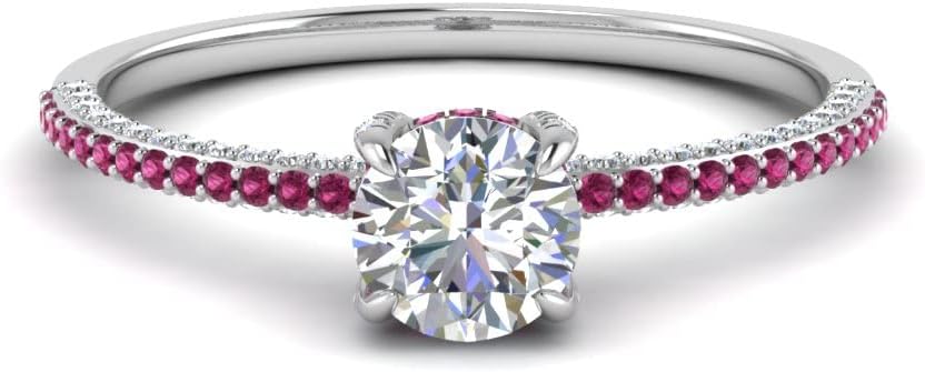 Choose Your Gemstone Delicate Hidden Halo Diamond CZ Ring 925 Sterling Silver Round Shape Petite Engagement Rings Minimal Modern Design Birthday Gift Wedding Gift US Size 4 to 12