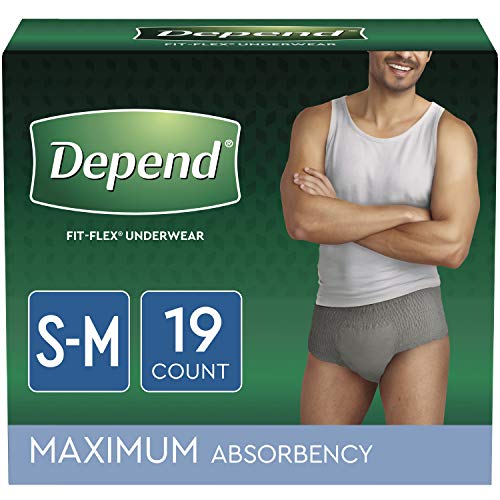 Depend Fit-Flex Incontinence Underwear For Men, Maximum Absorbency, Disposable, Small/Medium, Grey, 19 Count (Pack Of 1) #TOP23