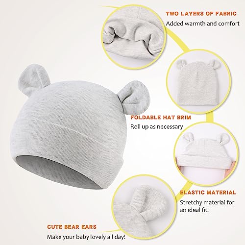Image of JANGANNSA Cotton Newborn Baby Girls Hat Spring Newborn Boys Hat Cute Rabbit Infant Beanie