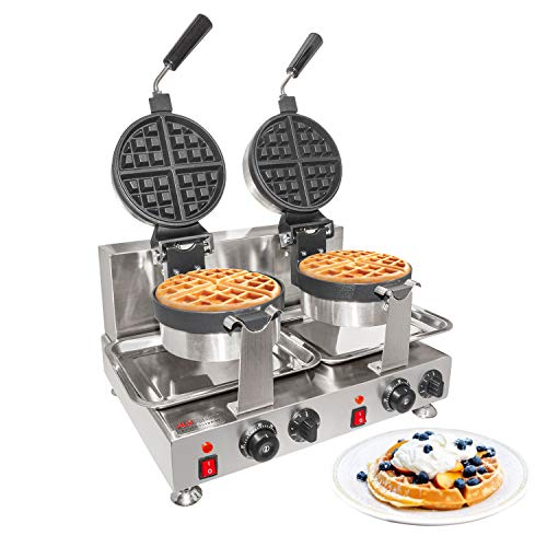 ALDKitchen Belgian Waffle Maker Thick | Waffle Iron | 360° Rotating Mechanism | 1 Round-Shape Waffle | Nonstick | 110V (Single Head)