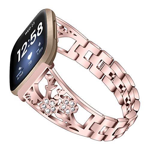 Uhrenarmband für Fitbit Versa 3, BFISOD Bling Strass Edelstahl Ersatz Uhrenarmband für Frauen Männer 5,5 "- 8,0" Zoll Uhrenarmband für Fitbit Versa 3