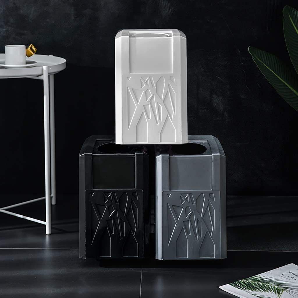 Cubo De La Basura Casa Bote de Basura, Cubo Escritorio plástico con polea, for cocinas, oficinas domésticas, dormitorios y escritorios Papelera Reciclaje(White)