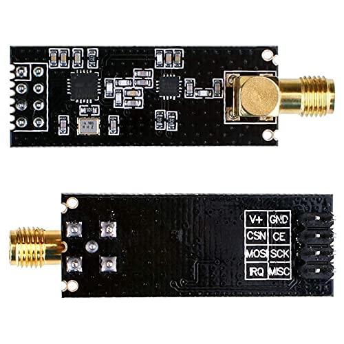 Lanko Lot de 2 modules émetteurs-récepteurs RF NRF24L01+PA+LNA avec antenne SMA 2,4 GHz 1100 m + module sans NRF24L01 pour