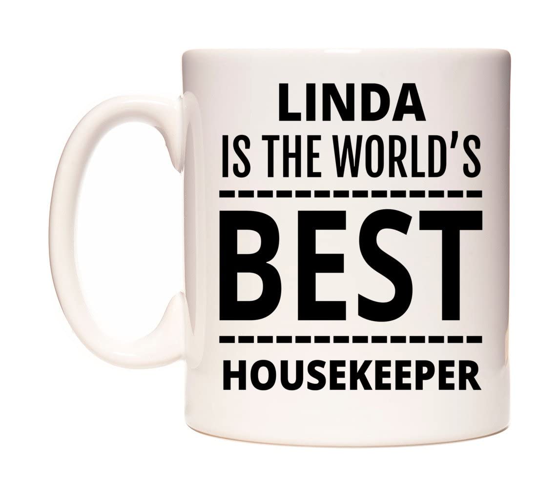 WeDoMugs Linda is The World's Best Housekeeper 11oz Ceramic Coffee Tea Gift Mug Cup