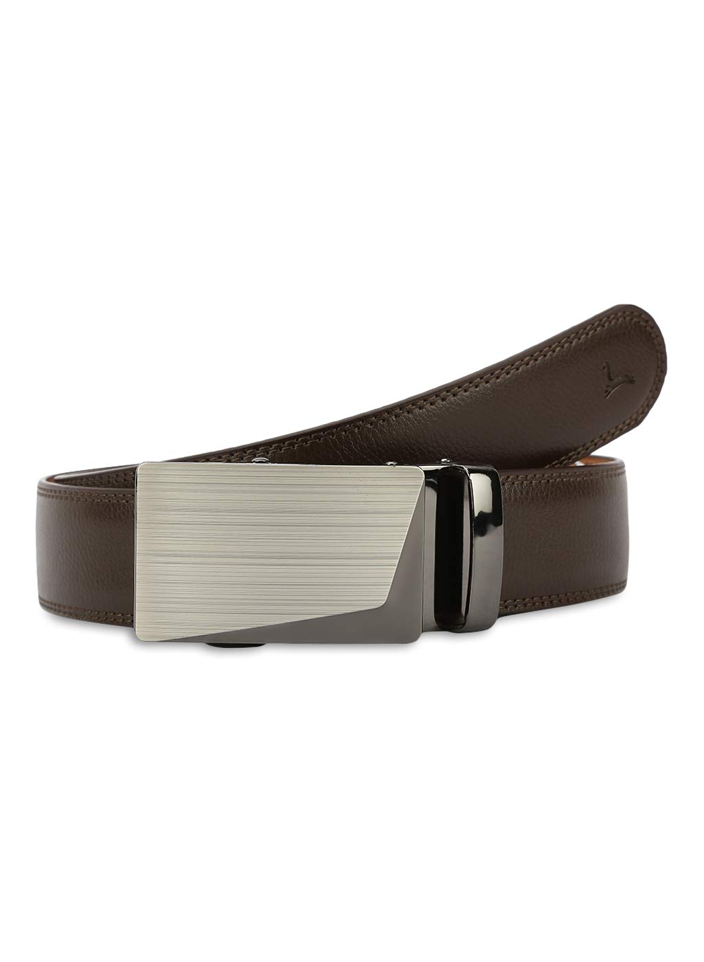 Genuine Leather Belt Ratchet Brown Dress Belts for Men with Autolock Buckle size 48 inch-image-16