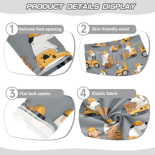 Cartoon Dog Truck Brick Girls Leggings Ultra Soft Compression Yoga Gym Pants for Kids 4-10T3