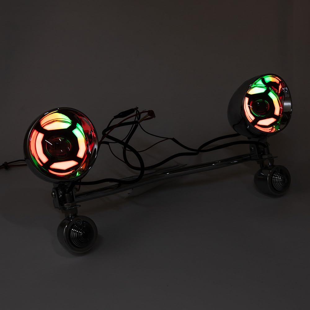 Faro adicional para motocicleta de 3,94'' luz de conducción, faro antiniebla, intermitente con soporte para Cruiser Custom Shadow Spirit VT400 750 1100 VTX1300 1800 STEED (Carcasa blanca)