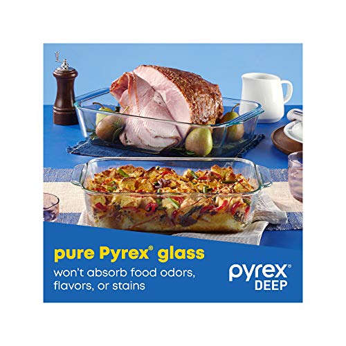 Pyrex 1135014 Deep 3-Pack Glass Baking Dish Set (9"X13", 7"X11", 8"X8") With Bpa-Free Lids, Rectangular Glass Bakeware thumb #7