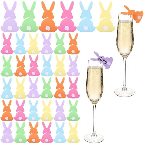 Yungyan 36 Pcs Casino Party Decoration Poker Wine Glass Charm, Easter Bunny