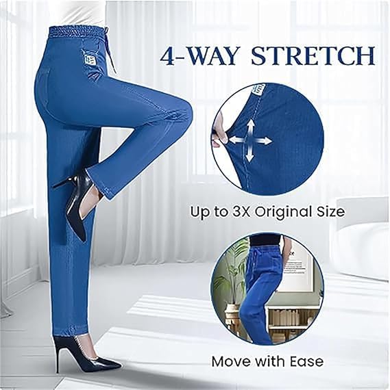 Janemore Jeans, ComfiJeans Women's Stretch Mom Jeans with High - Waist, Straight Leg Fit, Flexi Pants for Women4