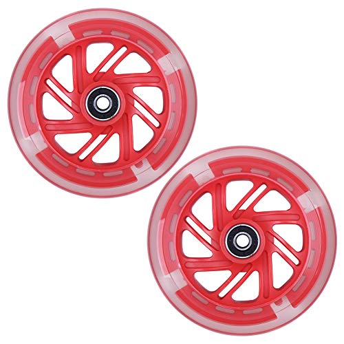 Aowish 120Mm Light-Up Scooter Wheels Pair 120 Mm Led Flash Flashing 3-Wheeled Kick Scooter Front Replacement Wheel With Bearings Abec-9 For Kids Foldable Micro Scooters (Red) #TOP5