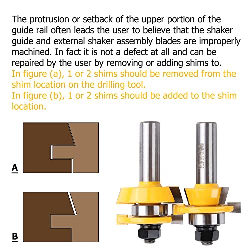 Image of Shaker Rail and Stile Router Bits, Newdeli 1 /2 Inch Shank Tongue and Groove Router Bit, Professional Carbide Milling Cutters for Woodworking for Cabinet Door