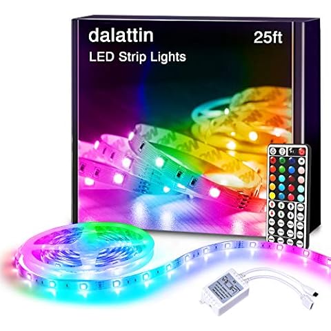 Dalattin 25ft RGB LED Strip Lights Color Changing Kit Cover