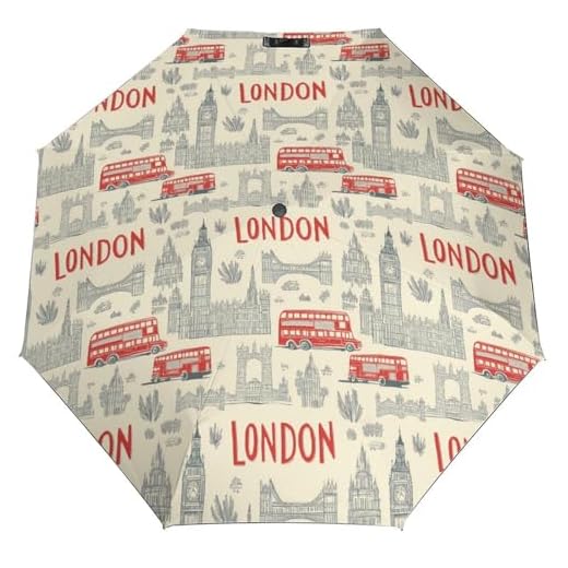 London Auto Folding Windproof Travel Umbrella