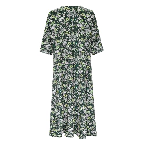 Robe longue d'été fleurie col en V à manches courtes