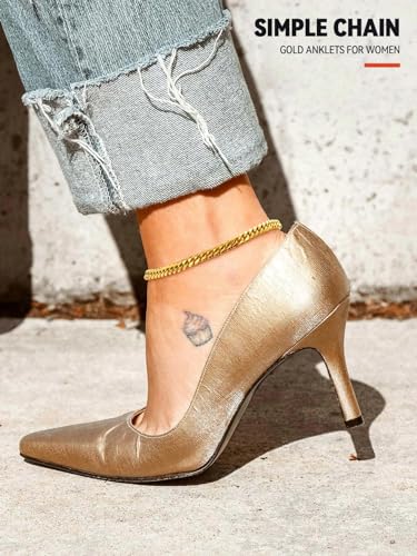Image of FaithHeart Waterproof Ankle Bracelets for Women, 1 /2 /3Pcs Non Tarnish Stainless Steel Layered Anklet Set Paperclip Figaro Cuban Link Chain Dainty Summer Beach Jewelry Gift Adjustable Size