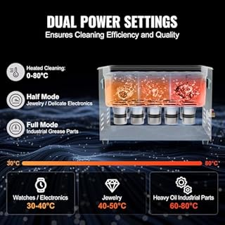 VEVOR Pulitore ad Ultrasuoni 30L, Macchina per Pulizia ad Ultrasuoni Digitale 600W con Degasaggio Modalità Delicata, Pulitore ad Ultrasuoni Industriale da 40kHz con Timer e Riscaldatore per Gioielli