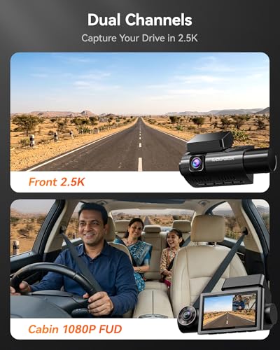 Image of WOLFBOX i07 3 Channel Dash Cam for Car with WiFi GPS, 1440P + 1080P + 1080P Triple Car Dash Camera, 3 inch LCD, IR Night View, 24H Parking Monitor, 32GB Card Included