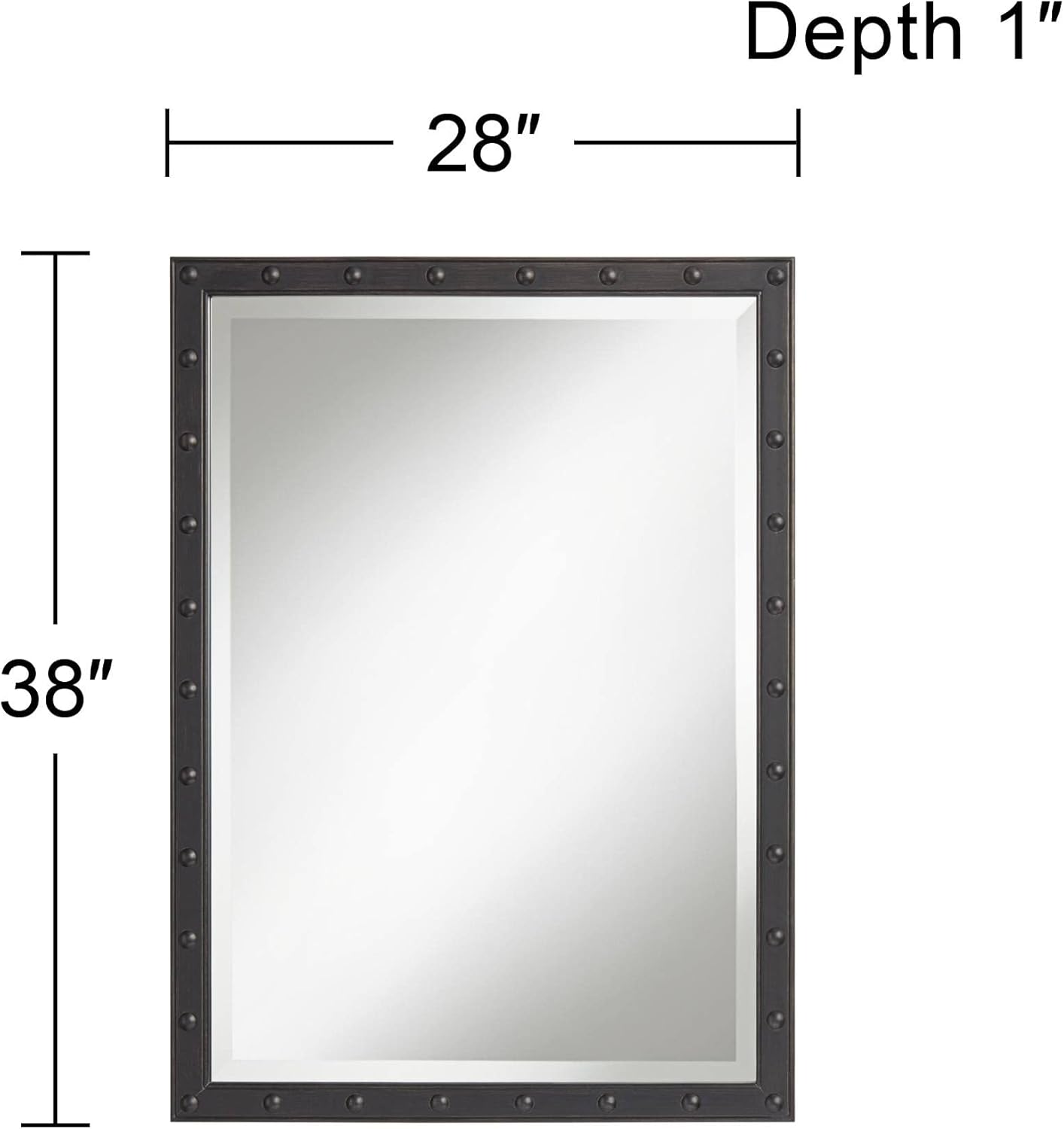 Uttermost Braddock Rectangular Vanity Decorative Wall Mirror Modern Black Metal Frame Raised Accent Beveled 28" Wide Decor for Bathroom Bedroom Living Room Home House Office Entryway